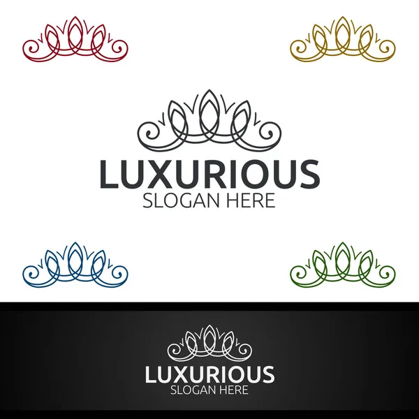 Korona Luxurious Royal Logo Biżuteria Ślub Hotel Lub Fashion Design — Zdjęcie stockowe