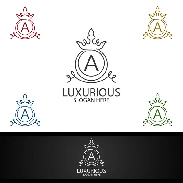 Crown Luxurious Royal Logo Jewelry Wedding Hotel Fashion Design — Stock Photo, Image