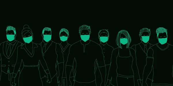 Group People Protective Masks Vector Illustration — Stock Photo, Image