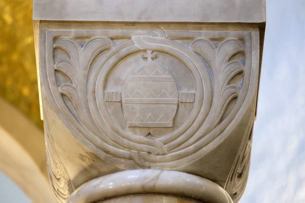 Carved Stone Column Ornament Church Saint Blaise Zagreb Croatia — Stock Photo, Image
