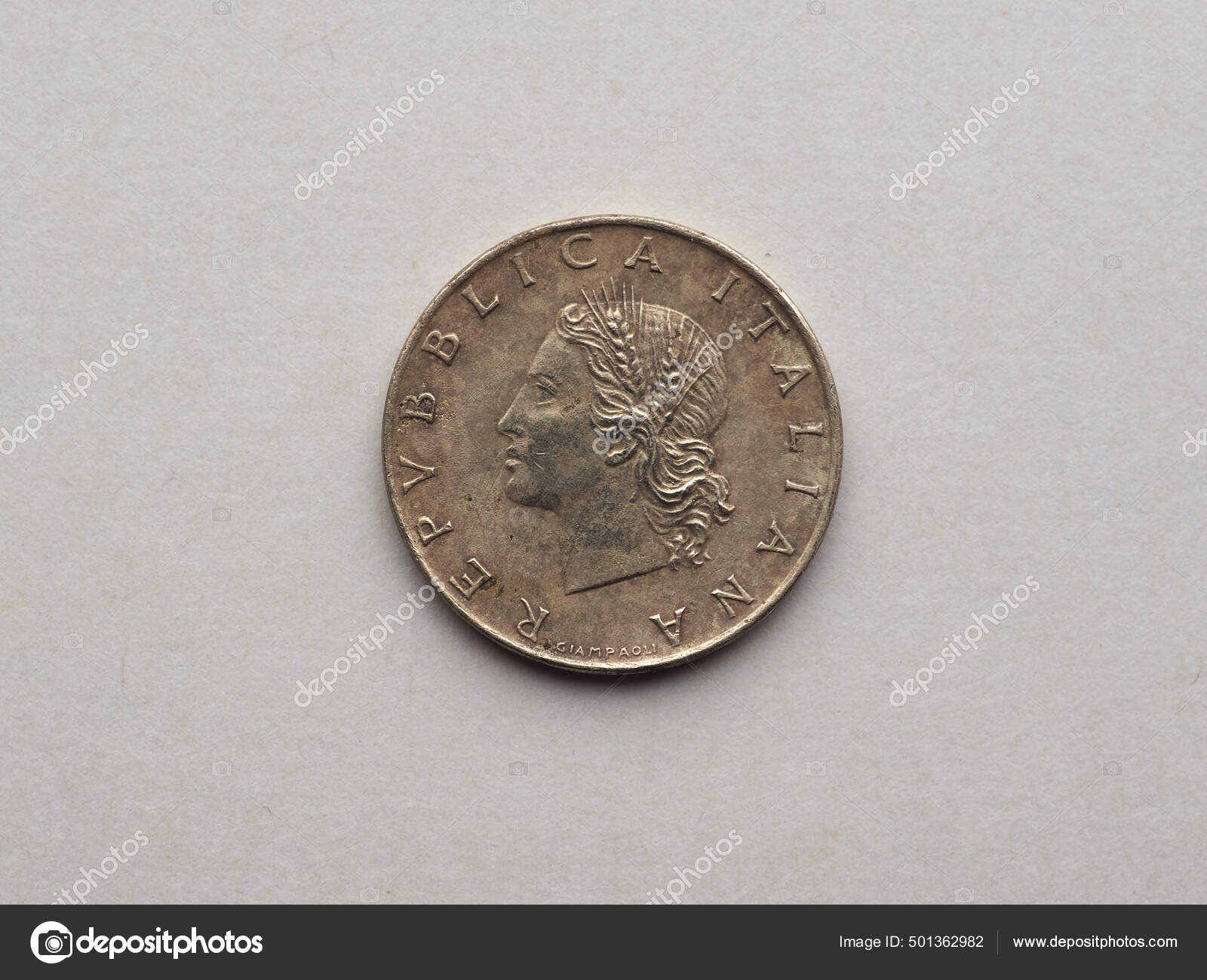 20里拉硬币Itl 意大利货币意大利语Reputation Bblica Italiana Translation Italian Republic  ——图库图片© PantherMediaSeller #501362982