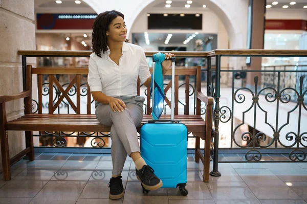 Young Woman Carries Heavy Suitcase Stairs Summer Park Female Traveler Stock Photo PantherMediaSeller 501471654