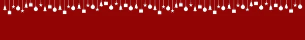 Banner Navidad Rojo Muy Ancho Con Decoración Colgante Blanca Espacio — Foto de Stock