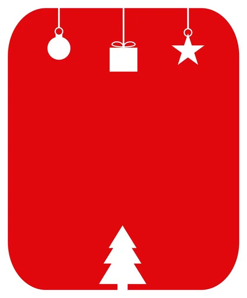 Plantilla Tarjeta Navidad Roja Muy Simple Con Abeto Decoración Blanca —  Fotos de Stock