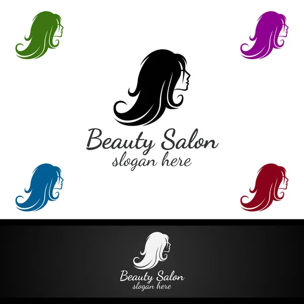 Salon Fashion Logo Beauty Hairstylist Cosmetics Boutique Design — Stock Photo, Image