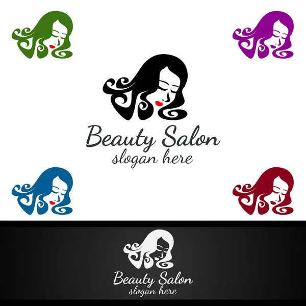 Salon Fashion Logo Beauty Hairstylist Cosmetics Boutique Design — Stock Photo, Image