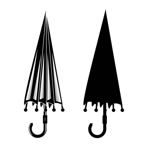 Conjunto Iconos Paraguas Negro Cerrado Masculino Símbolo Accesorio Protección Aislado — Foto de Stock