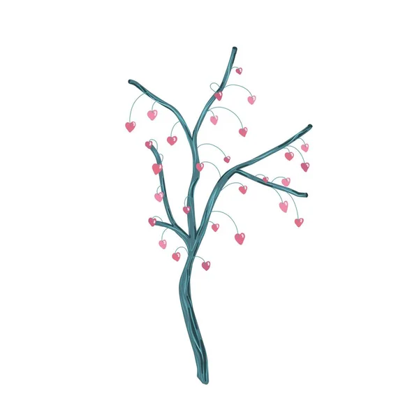 Árvore Colorida Com Corações Belo Estilo Fundo Branco Símbolo Decorativo — Fotografia de Stock