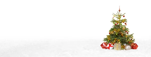 Fondo Navidad Con Ramas Abeto Nieve — Foto de Stock