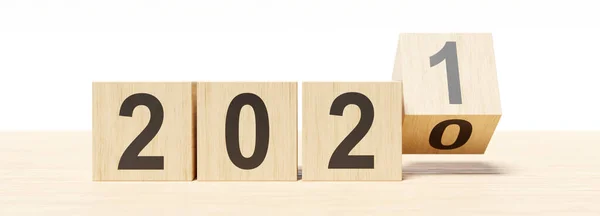 2020 Conceito Ano Novo 2019 Cubos Madeira Sobre Fundo Branco — Fotografia de Stock