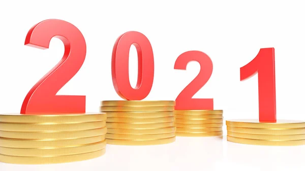 Año Nuevo 2019 Monedas Rojas Sobre Fondo Blanco — Foto de Stock