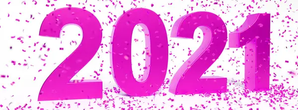 Feliz Ano Novo 2019 Texto Com Confetes Coloridos — Fotografia de Stock