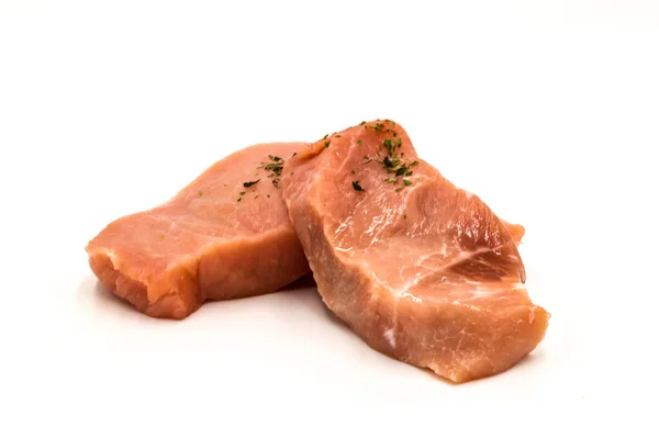 Rohes Schweinefleisch Isoliert Auf Weißem Hintergrund — Stockfoto