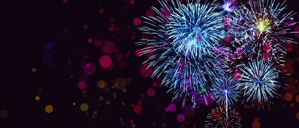 Fuochi Artificio Colorati Con Sfondo Bokeh Capodanno Celebrazione Astratto Sfondo — Foto Stock