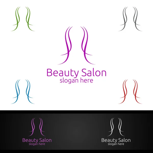 Logo Salon Fashion Dla Fryzjera Piękna Kosmetyki Lub Boutique Design — Zdjęcie stockowe