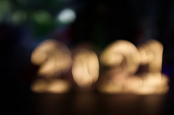 Feliz Año Nuevo 2021 Con Bokeh Abstracto Fondo Borroso — Foto de Stock