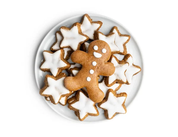 Xmas Gingerbread Man Isolated White Background Isolated White Background — Stock Photo, Image