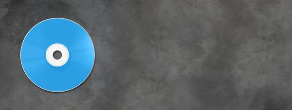 Μπλε Πρότυπο Mockup Ετικέτας Dvd Που Απομονώνεται Οριζόντιο Banner Σκυροδέματος — Φωτογραφία Αρχείου