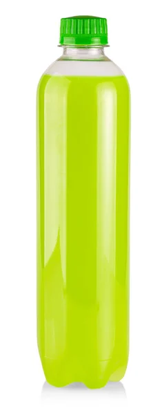 Bouteille Plastique Vert Isolé Sur Fond Blanc — Photo