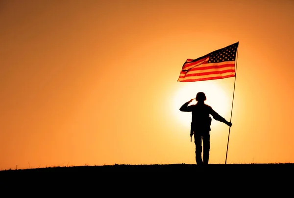 Silhouette Usa Armed Forces Soldier Army Infantryman Marine Corps Fighter — Stock Photo, Image