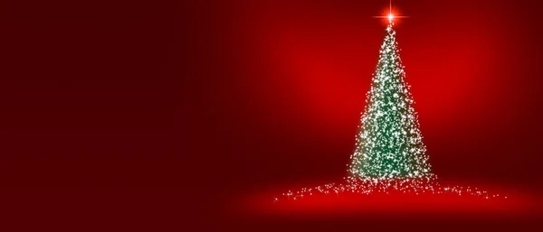Χριστουγεννιάτικο Δέντρο Κόκκινο Φόντο — Φωτογραφία Αρχείου