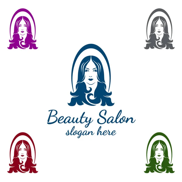 美容師 化粧品 ブティックデザインのためのサロンファッションロゴ — ストック写真