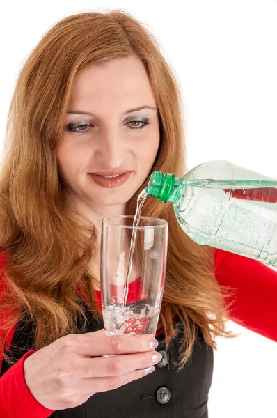 Jonge Vrouw Met Een Glas Water — Stockfoto