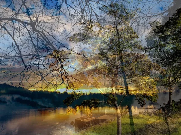 Schöne Landschaft Mit Einem Fluss Und Einem See — Stockfoto