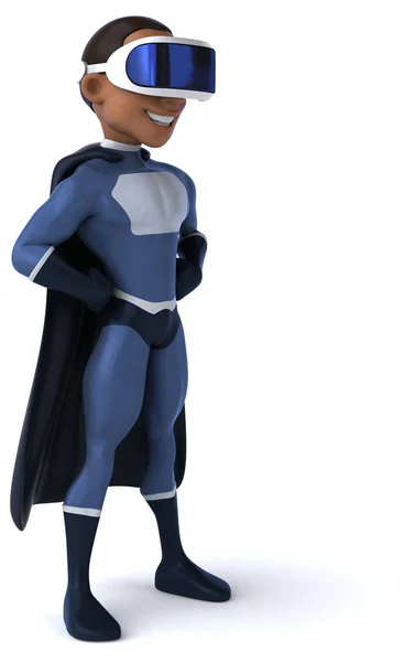 Miğferli Bir Süper Kahramanın Boyutlu Eğlenceli Görüntüsü — Stok fotoğraf