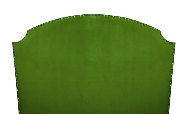 深绿色软绒织物床头板 白色背景隔离 前视图 — 图库照片