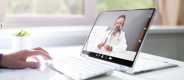 Wideokonferencje Medyczne Online Połączenie Lekarzem — Zdjęcie stockowe