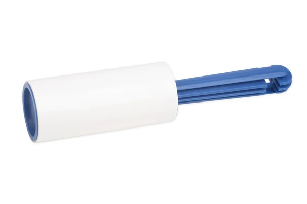 Lint Roller Con Manico Blu Sfondo Bianco — Foto Stock