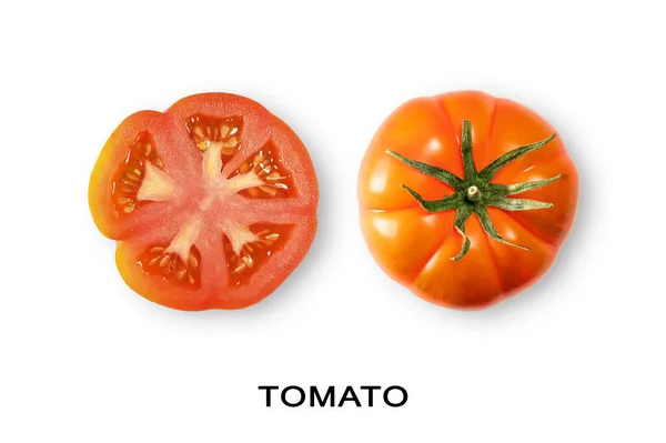Kreatywny Układ Pomidora Białym Tle Leżeć Płasko Koncepcja Jedzenia Pomidor — Zdjęcie stockowe