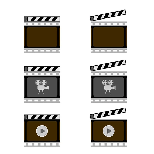 Set Van Movie Icon Met Slapstick Geïsoleerd Witte Achtergrond — Stockfoto