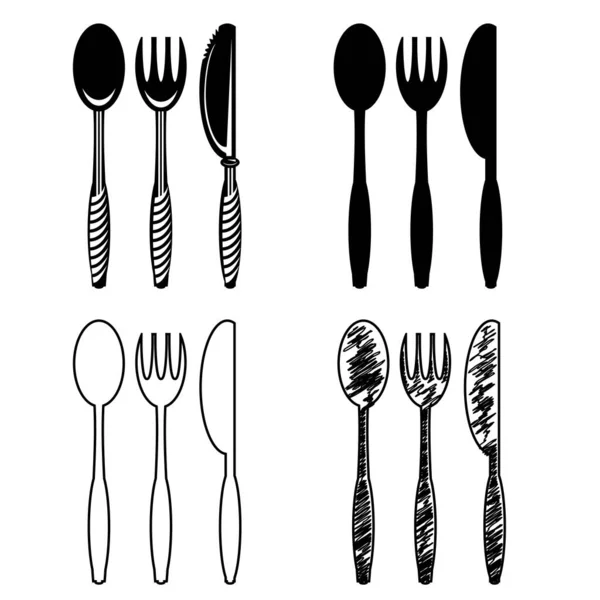 Icono Comida Para Café Diseño Insignia Del Cuchillo Cuchara Tenedor — Foto de Stock