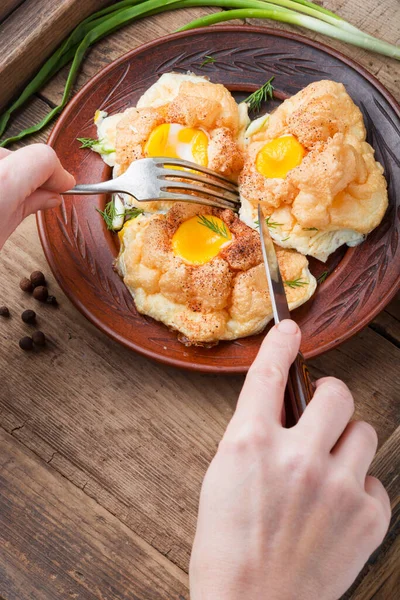 Delicious Orsini Eggs Fried Egg French Cuisine — Stock Photo, Image