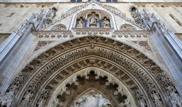 Portal Catedral Zagreb Dedicado Assunção Maria Zagreb Croácia — Fotografia de Stock