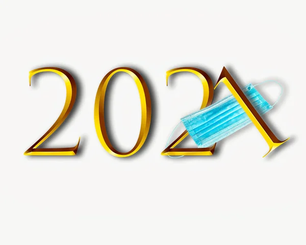 Happy New Year 2021 Tekst Gouden Letters Geïsoleerd Witte Achtergrond — Stockfoto