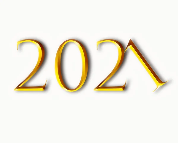 Новий Рік 2021 Концепція Креативного Дизайну Рендеринговий Золотий Текст 2021 — стокове фото