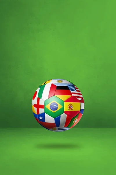 Fußball Mit Nationalflaggen Auf Grünem Studiohintergrund Illustration — Stockfoto