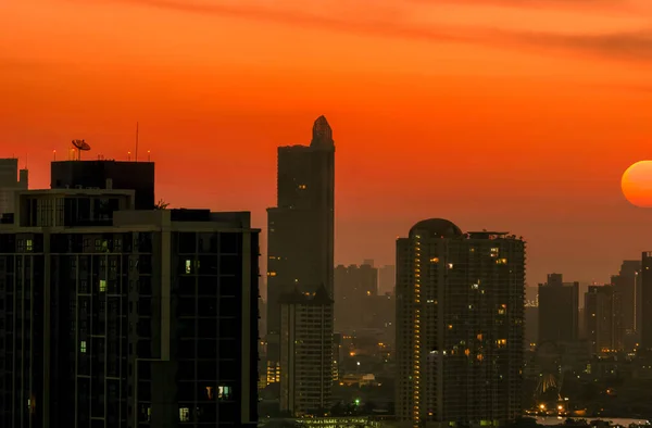 Cityscape Beautiful Morning Sunrise Sky Air Pollution Bangkok Thailand Smog — Stock Photo, Image