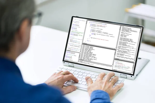 Programmer Man Coder Code Screen Home — Stock Photo, Image
