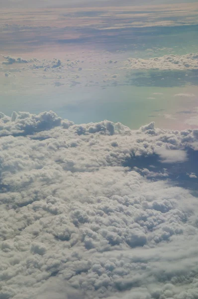 Paisaje Nuboso Sobre Territorio Albanés Vista Mar Jónico Desde Avión —  Fotos de Stock