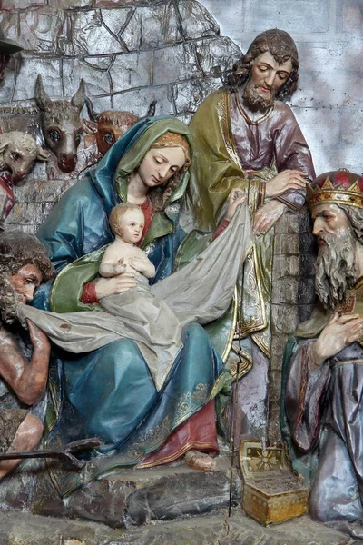 Presepe Pala Altare Nella Chiesa San Matteo Chitarra Croazia — Foto Stock