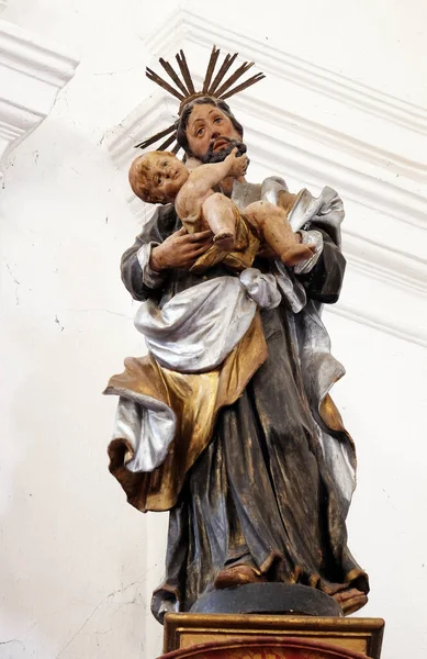 Estátua São José Com Menino Jesus Altar Santo Antônio Igreja — Fotografia de Stock