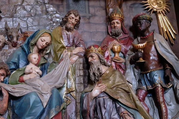 Presepe Pala Altare Nella Chiesa San Matteo Chitarra Croazia — Foto Stock