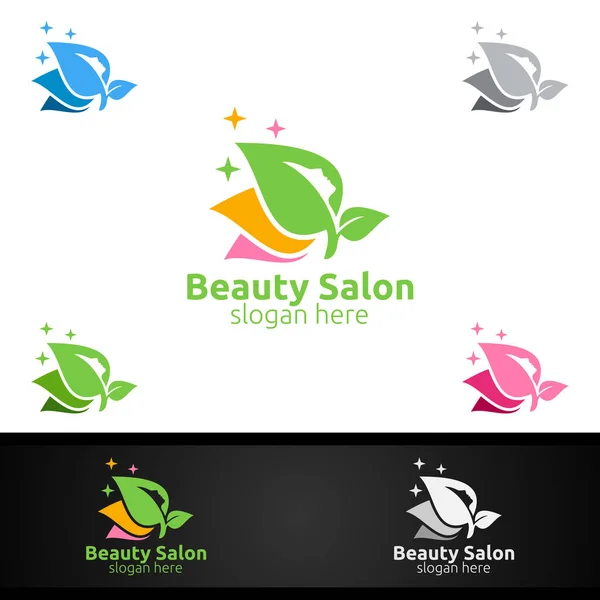 Natural Salon Fashion Logo Beauty Hairstylist Cosmetics Boutique Design — Stock Photo, Image