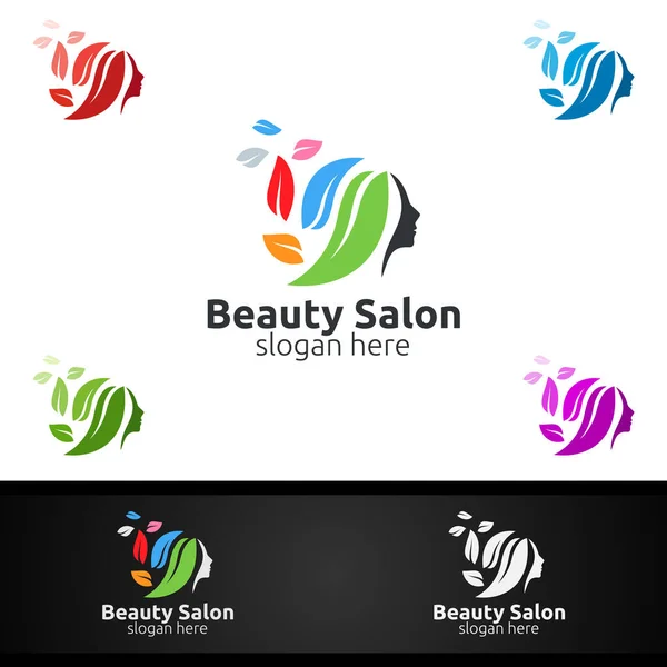 Logo Natural Salon Fashion Dla Fryzjera Piękna Kosmetyki Lub Boutique — Zdjęcie stockowe