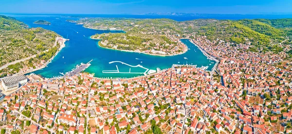 Bay Vela Luka Korcula Island Aerial Panoramic View Archipelago Southern — Stock Photo, Image