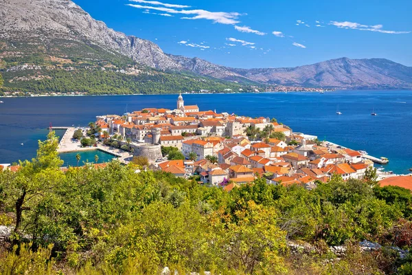 Cidade Histórica Korcula Vista Panorâmica Ilha Arquipélago Sul Croácia — Fotografia de Stock